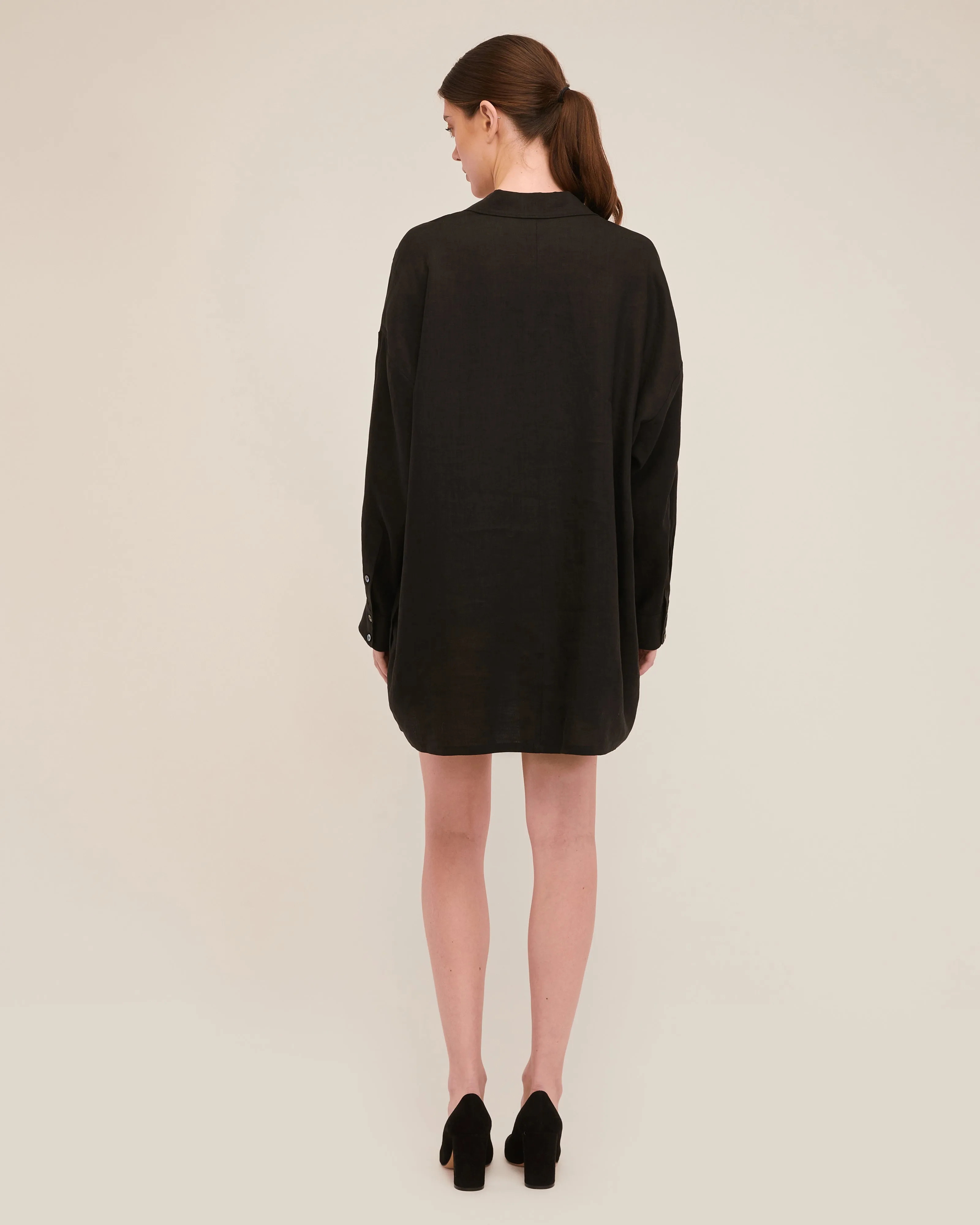 Amanda Blazer Linen Tunic in Black