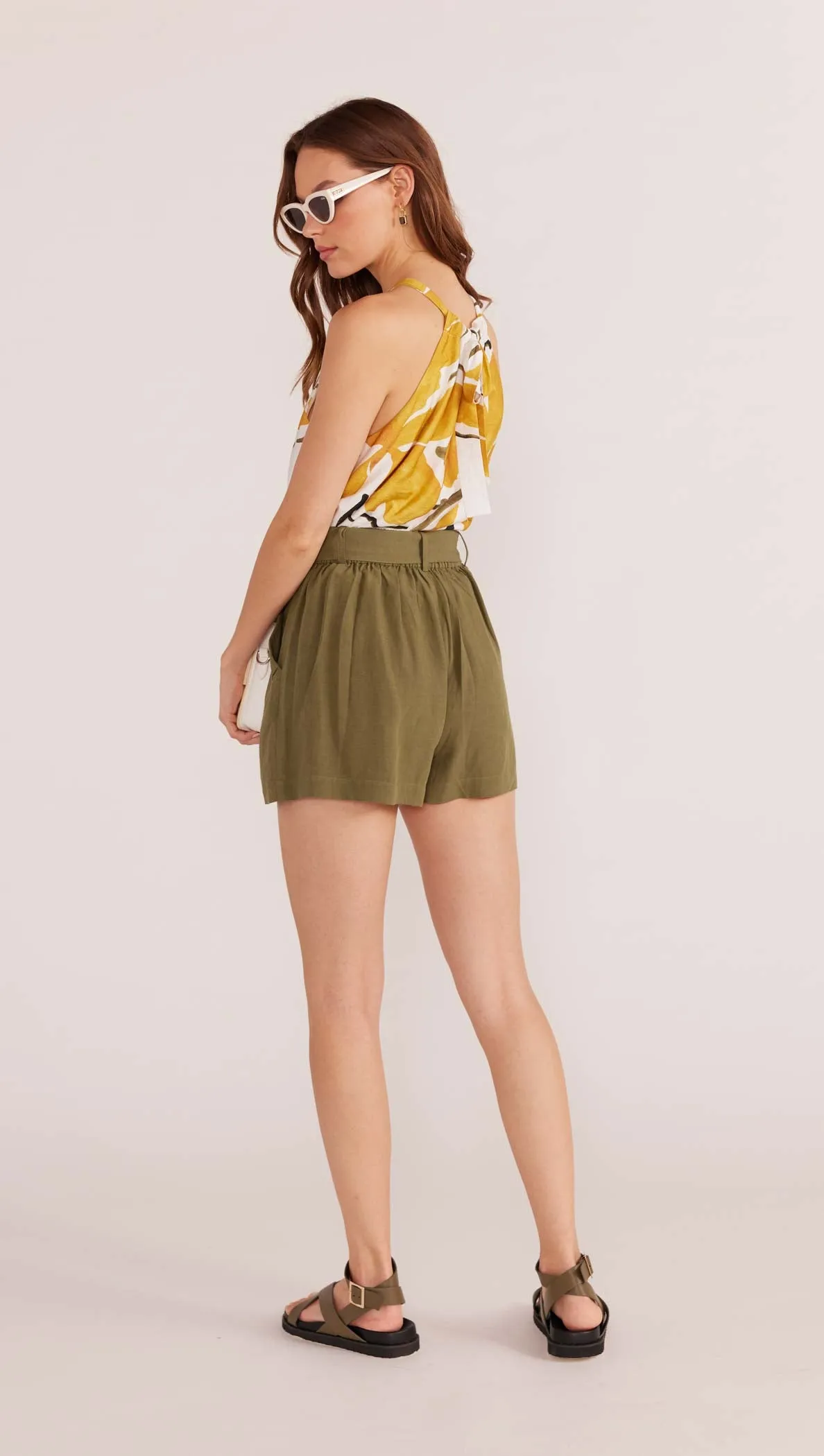 Amara Belted Short | Khaki