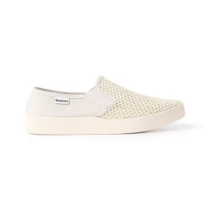 Barcelona Breathable Mesh Cotton Canvas Slip Ons - Beige Tan