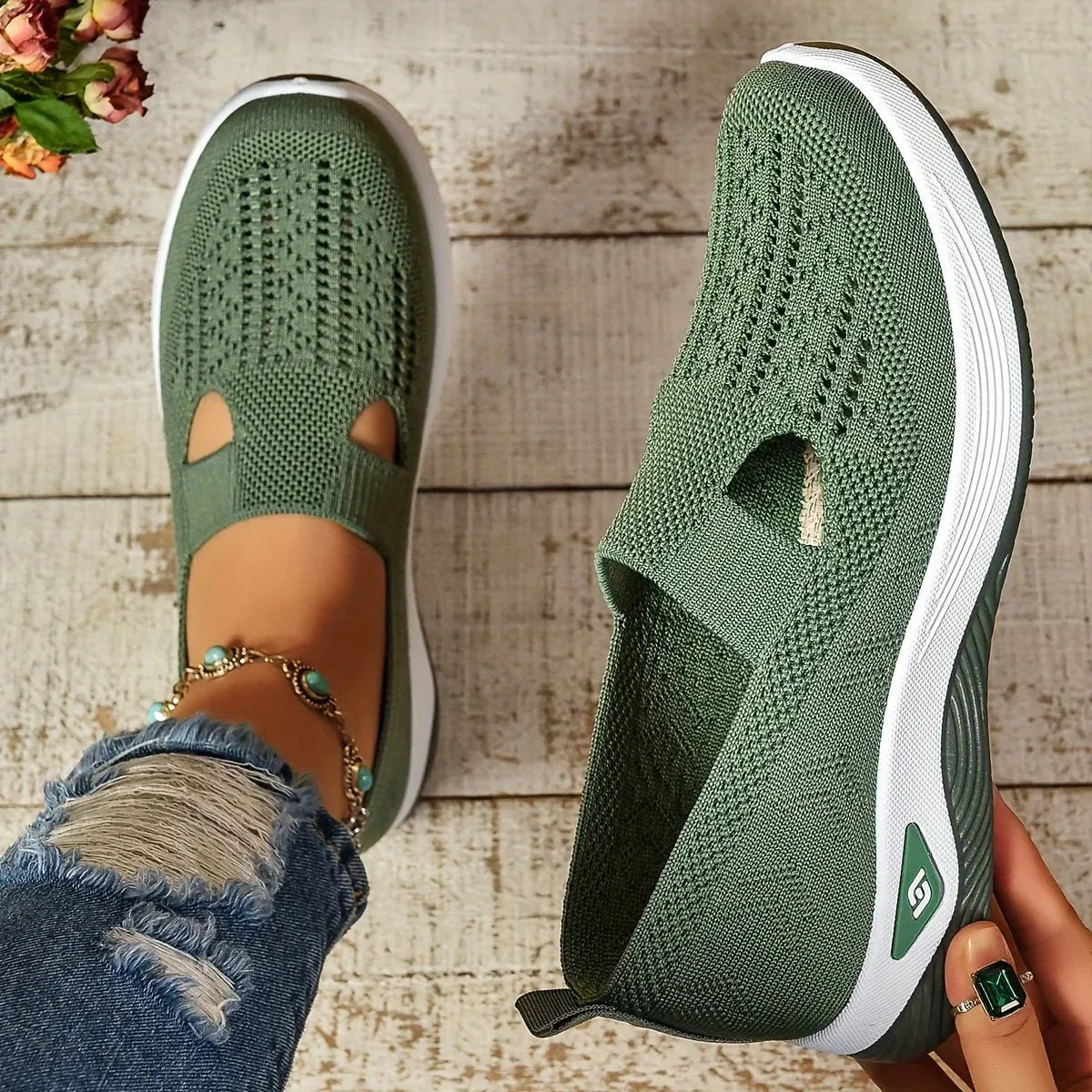 Breathable Knit Slip-On Sneakers