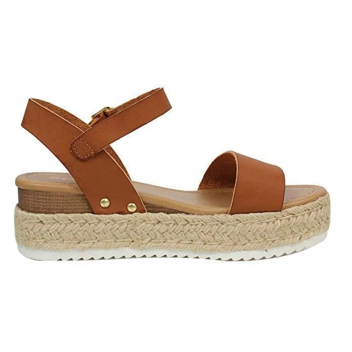 Chicvane Open Toe Casual Ankle Strap Wedge Sandals Espadrille Sandal