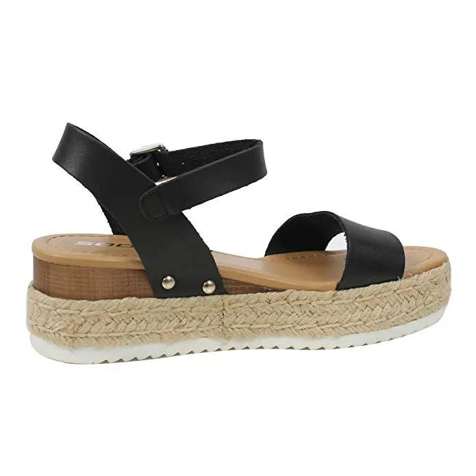 Chicvane Open Toe Casual Ankle Strap Wedge Sandals Espadrille Sandal