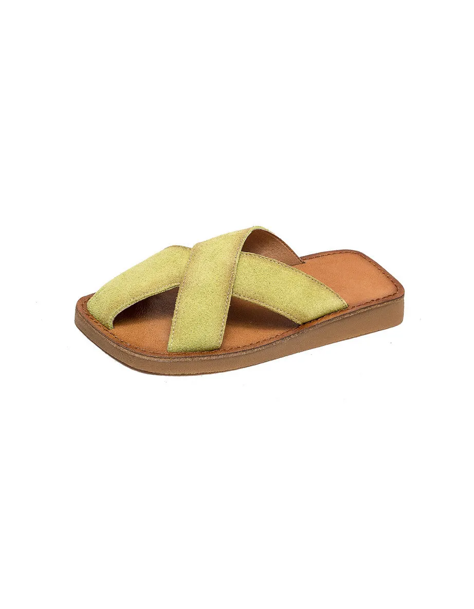 Comfortable Square Toe Suede Summer Slippers