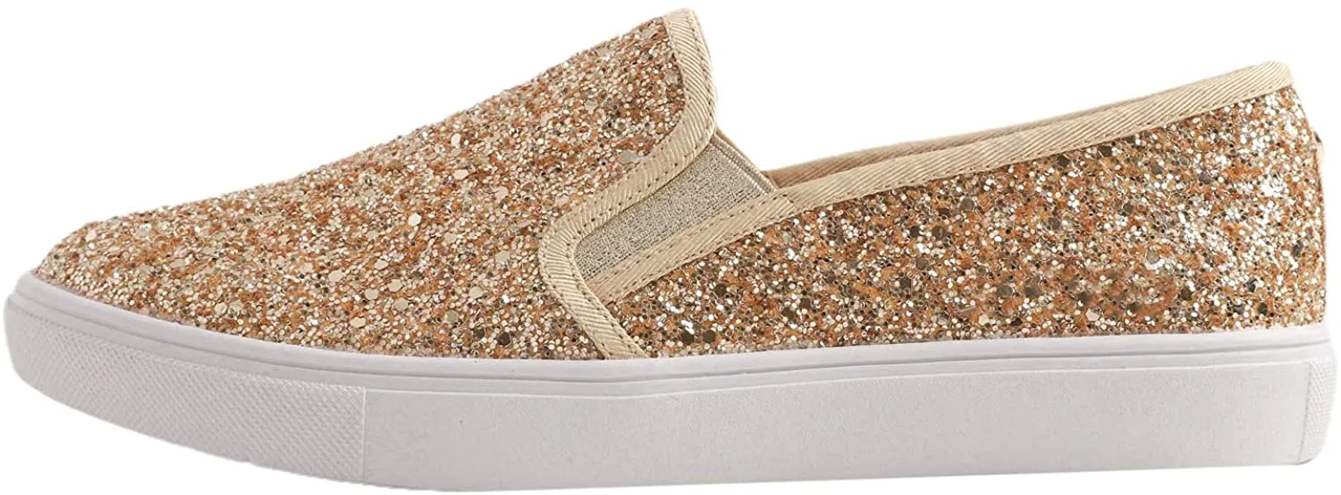 Fashion Slip-On Gold Glitter Casual Flat Loafers