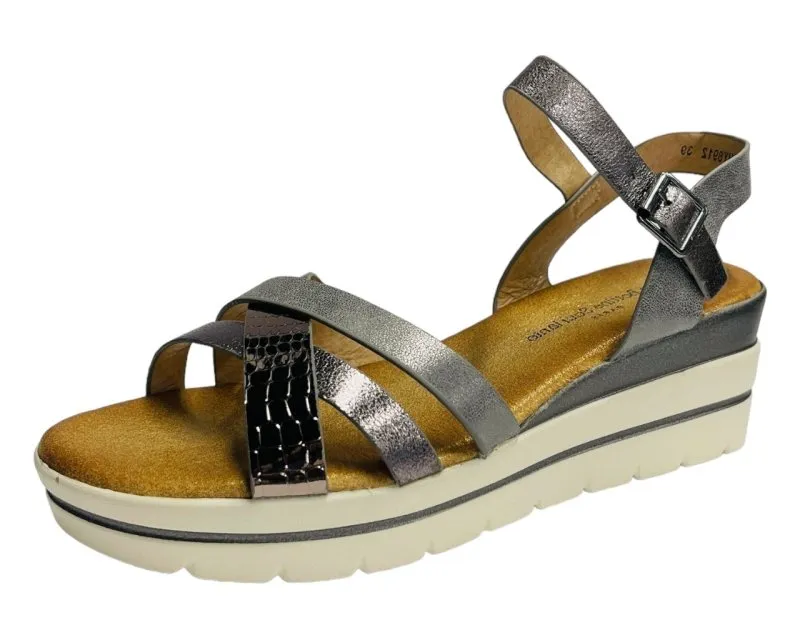 Faux Leather Padded Ankle Strap Wedge Sandals