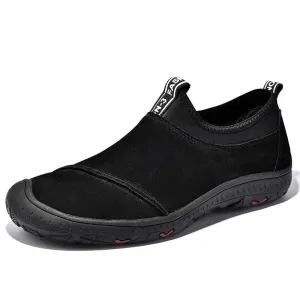 Genuine Leather Men's Slip-On Sneakers