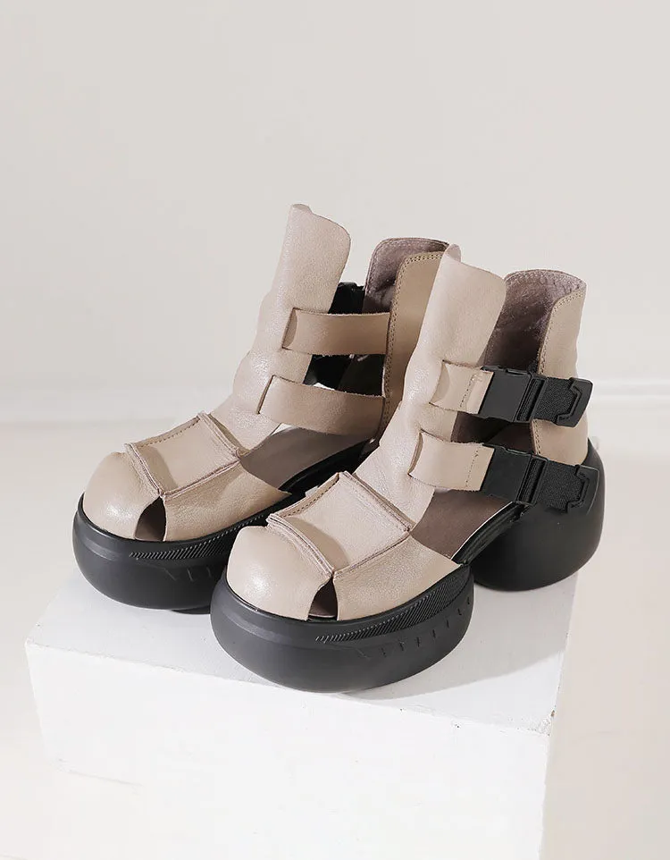 Handmade Retro Comfortable Close Toe Platform Sandals