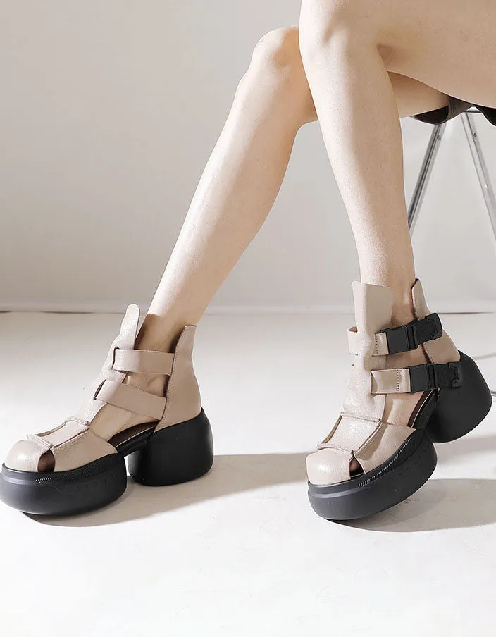 Handmade Retro Comfortable Close Toe Platform Sandals