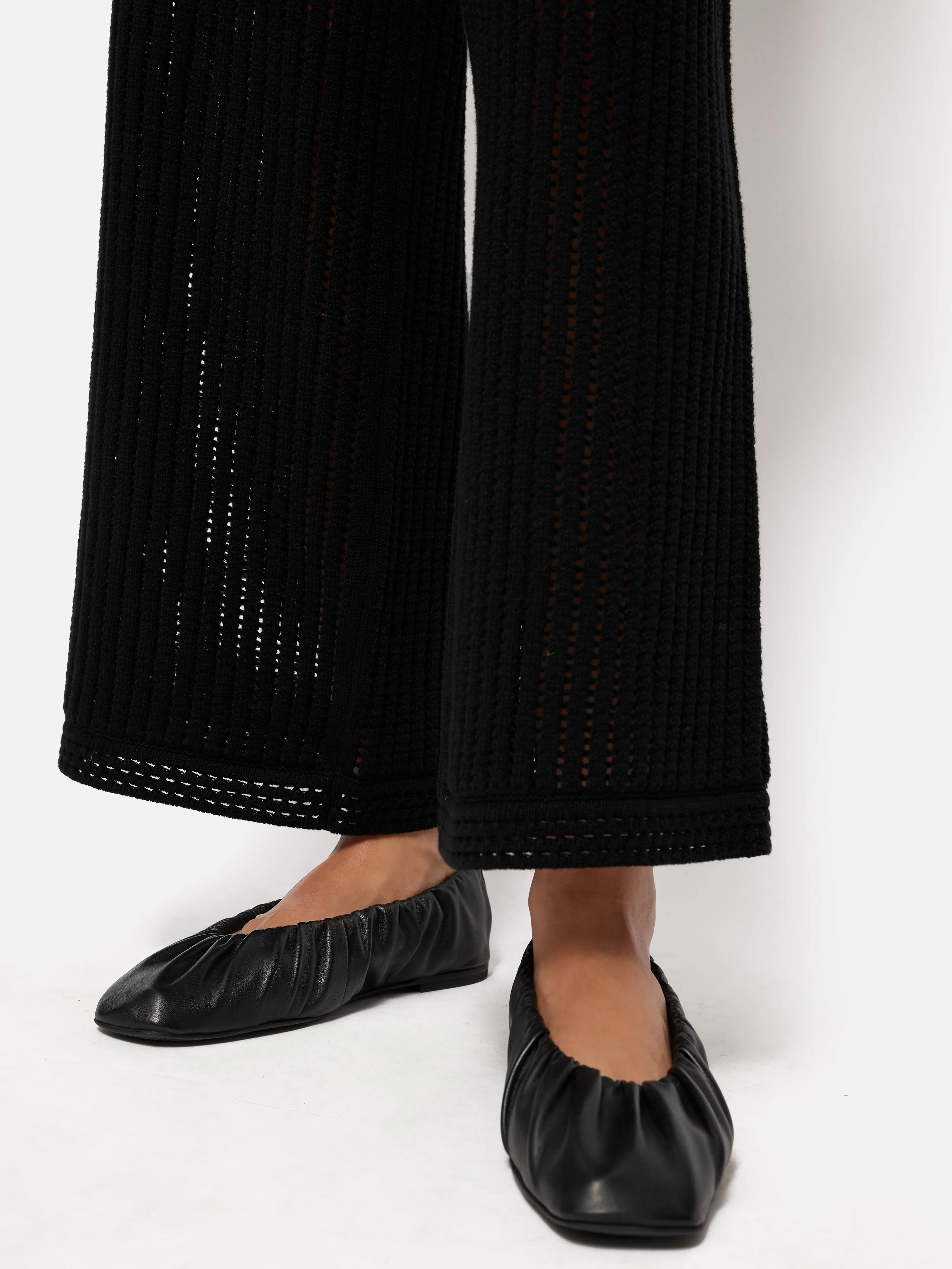 Linear Pointelle Trouser | Black