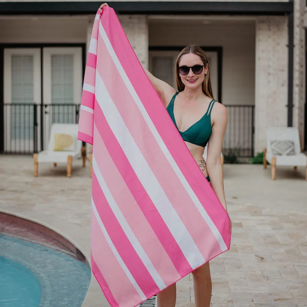 Pink Striped Quick Dry Pool Towel