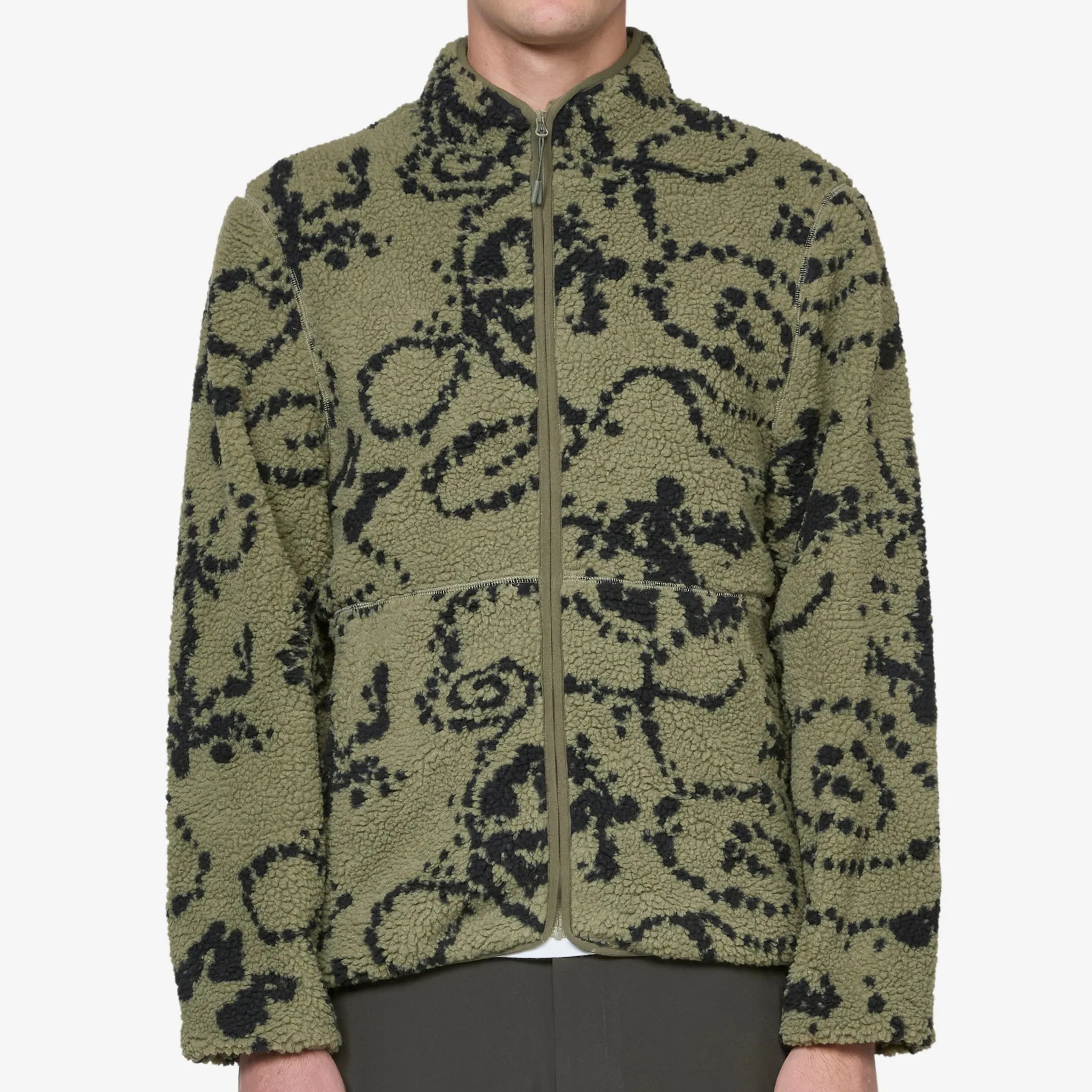 Print Fleece Jacket Green Mix