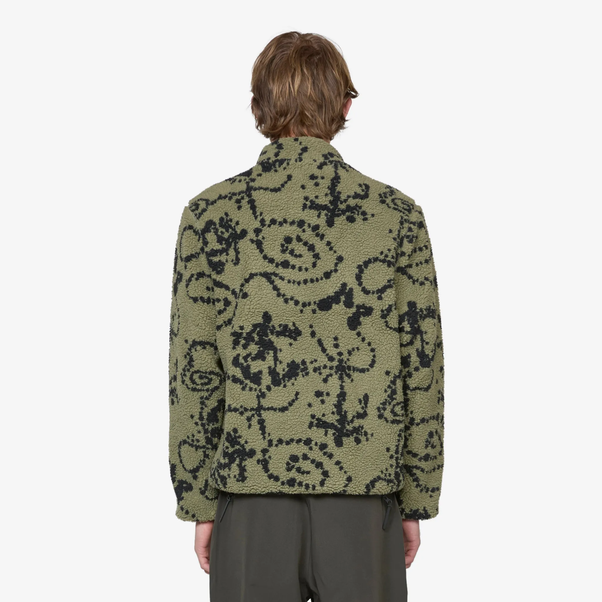 Print Fleece Jacket Green Mix