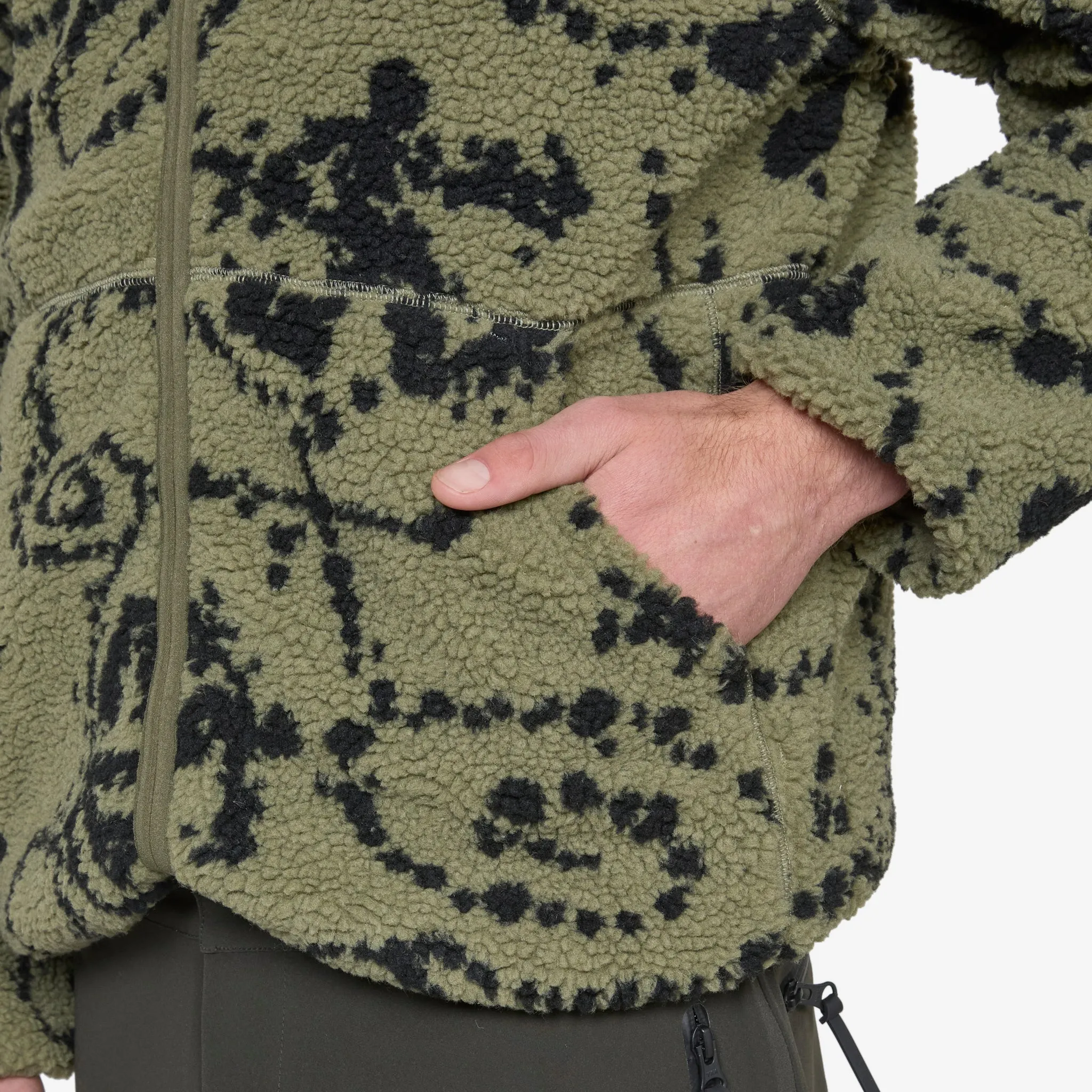 Print Fleece Jacket Green Mix