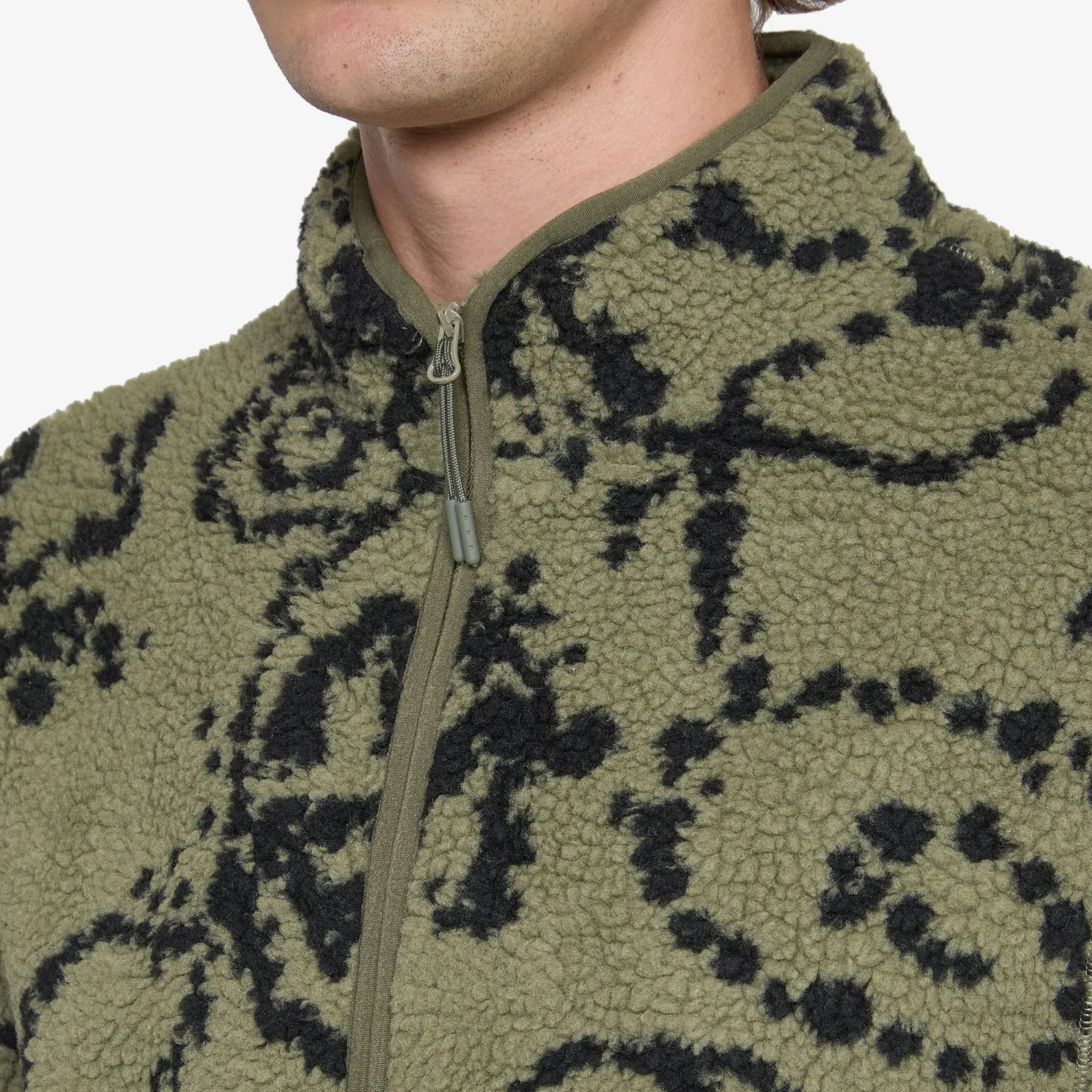 Print Fleece Jacket Green Mix