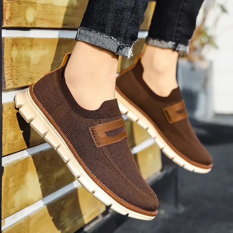 Slip On Mesh Breathable Sneakers - Brown