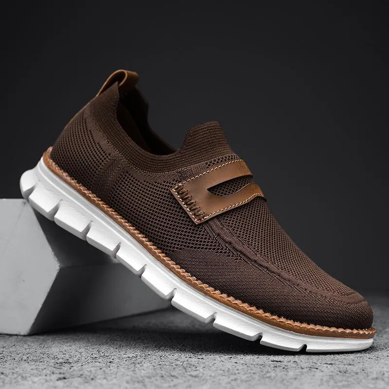 Slip On Mesh Breathable Sneakers - Brown