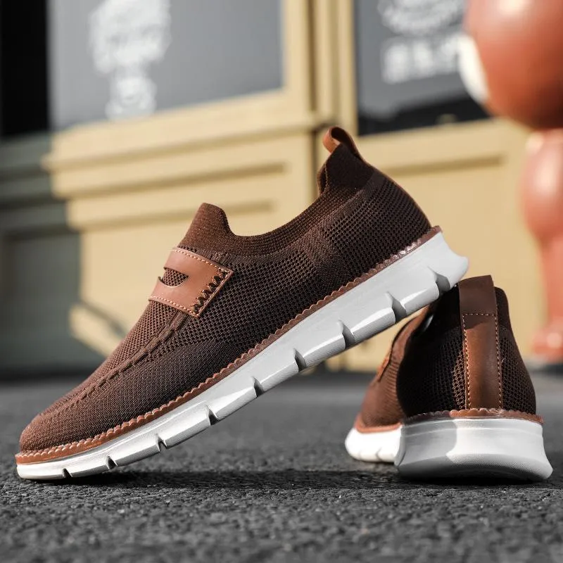 Slip On Mesh Breathable Sneakers - Brown