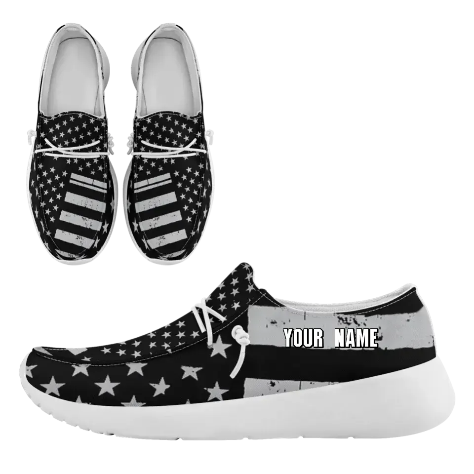 Unique Gift,Personalized  America Flag Sneakers, Custom Patriotic Loafer Shoes,  Canvas Slip On Shoes,
FN018-24020303-6w