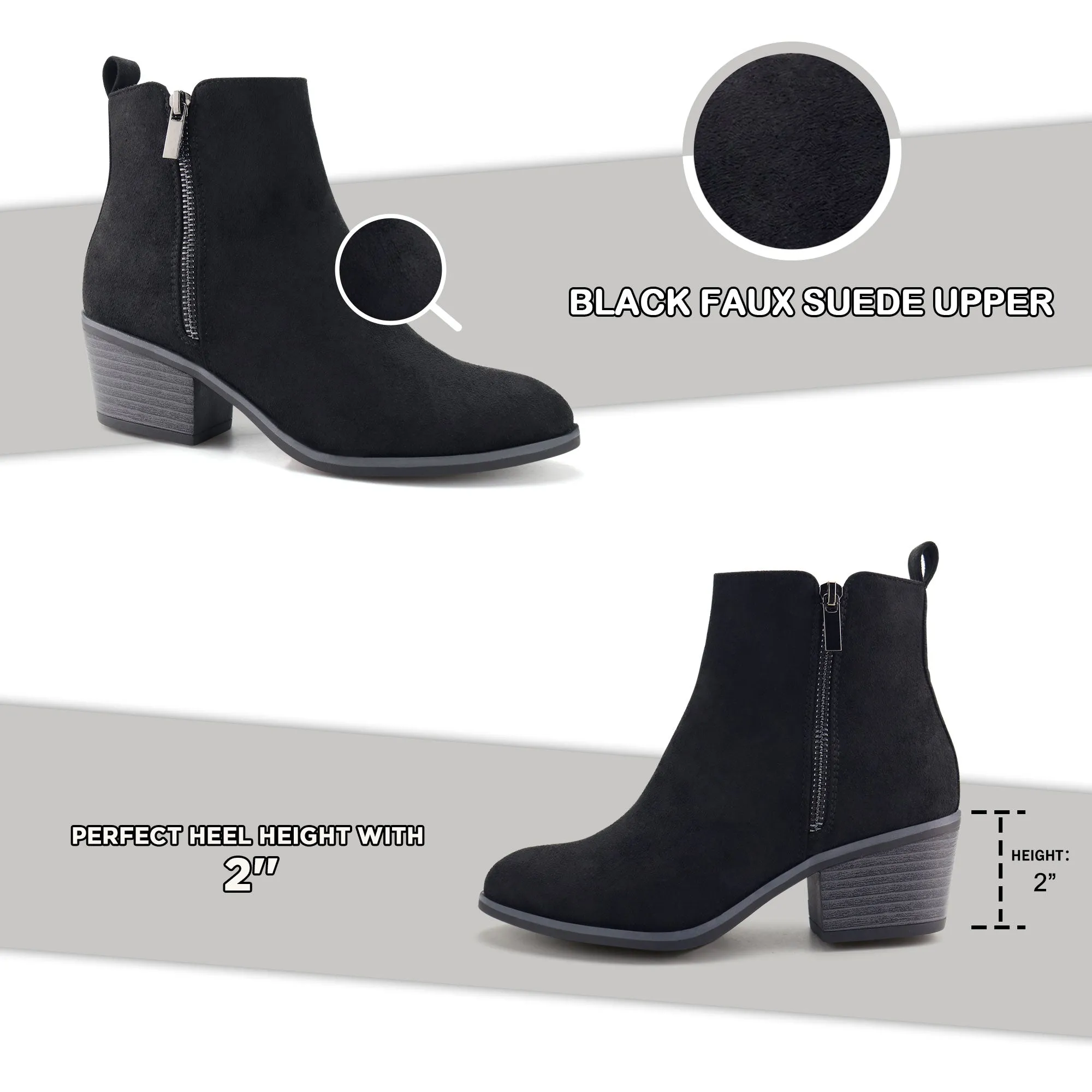 Women Ankle Boots with Side Zipper