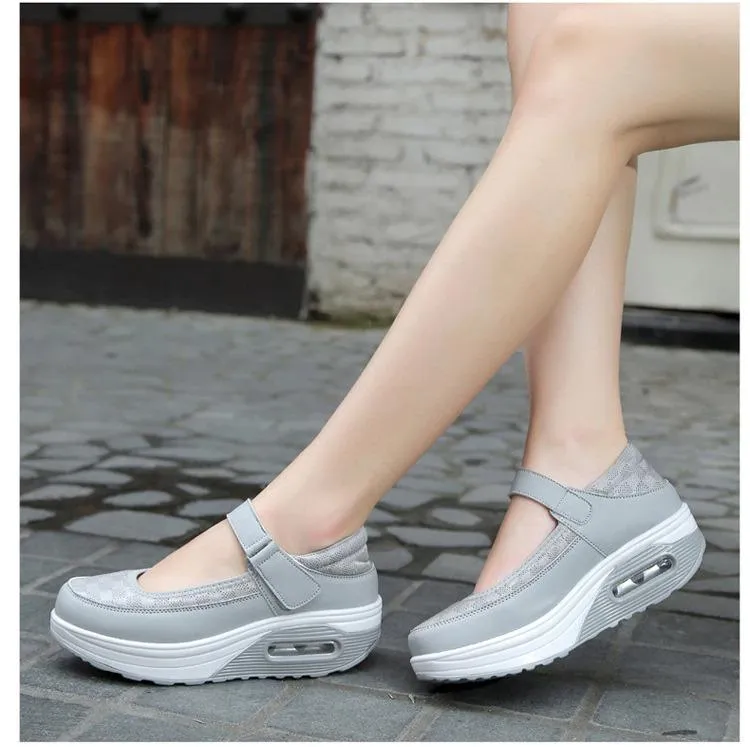 Women's Breathable Buckle Casual Walking Slip On Sneakers