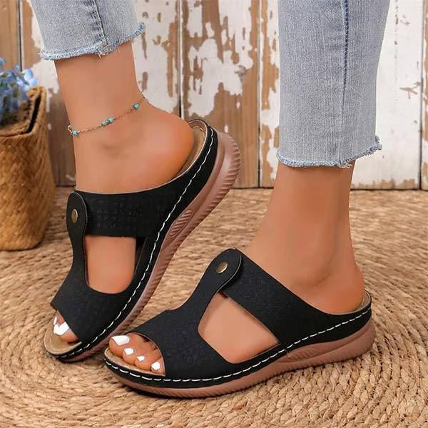 Women's Comfortable Wedge Slide Sandals 08756954C